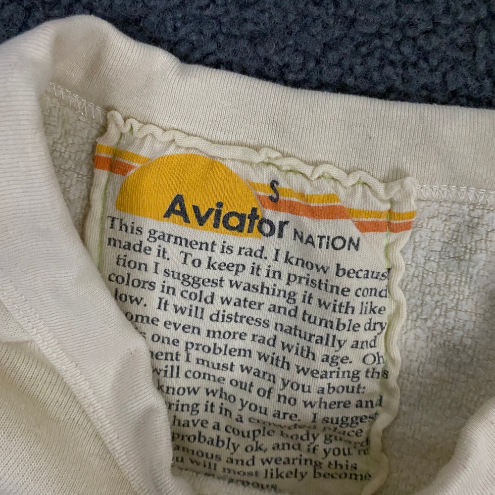 Aviator Nation Sweatshirt Women Small Cream Rainbow Classic 5 Stripe Retro Crew - Picture 6 of 11